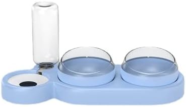 Pet cat Bowl Automatic Dog Food with Waterer Double Water Dispenser Drinking pet Supplies(Blue)