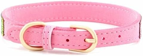 Haoyueer Rhinestone Dog Collar,Cute Dazzling Sparkling Soft Suede Leather Dog Cat Rhinestone Collar Crystal Diamond Pet Dog Puppy Collar (M,Pink-3),one size