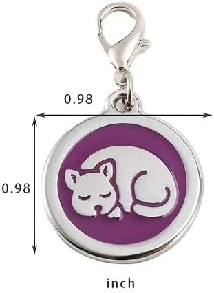 Personalized Pet ID Tags with Lobster Claw Clasp for Kittens and Cats - Small pet Tags for Cats, cat Name Tags for Collar, Custom cat id tag (Sleeping-Round-Small: Blue)