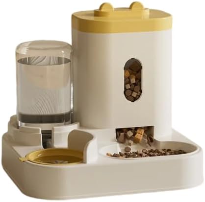 jkahh Automatic Feeder Dog Cat Food Bowl with Water Fountain Large Capacity Pet Food Storage Dispenser Container Puppy Pet Accessories,Gold,2L