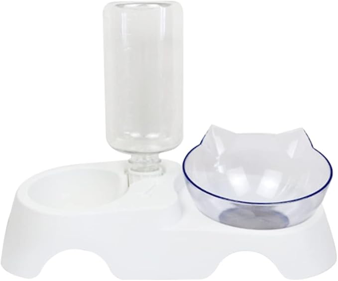 Mipcase 1set Pet Food Feeder Dual-Bowl Design for Cats and Dogs Automatic Water Dispenser Tilted Food and Water Bowls Easy Suitable for Pets