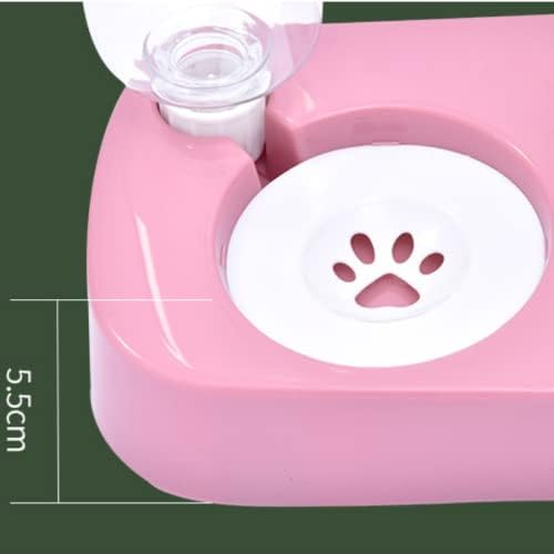 Pet Dog Bowl Automatic Cat Food with Water Fountain Drinking Raised Stand Dish Bowls and Dush(Blue)