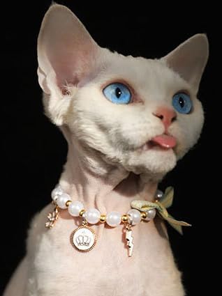 Pet Collar with Pearl Pendant, Dog or cat Pearl Necklace, Fashion Accessory for Cat or Dog, Elegant and Premium Design, Designs (White, S 20-25cm(Neck Girth))