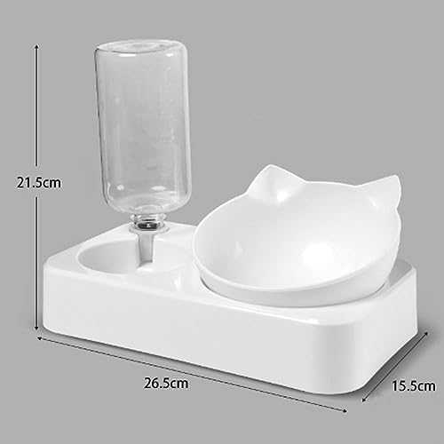 2-in-1 Automatic Pet Water Bottle & Food Bowl for Small/Medium Dogs, Cats & Rabbits - Portable White Pet Hydration & Feeding Solution