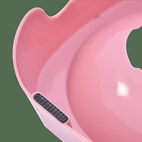 Pet Dog Bowl Automatic Cat Food with Water Fountain Drinking Raised Stand Dish Bowls and Dush(Pink)