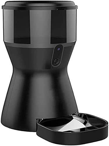 Automatic Pet Feeder, 4L Smart Pet Feeder Food Dispenser, HD Camera Video Recording, App Control for iPhone and Android, for Cat Dog (Black)