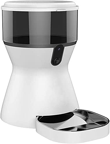 Automatic Pet Feeder, 4L Smart Pet Feeder Food Dispenser, HD Camera Video Recording, App Control for iPhone and Android, for Cat Dog (White)