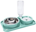 Love Dream Double Dog Cat Bowls, 2 in1 Pet Water and Food Bowl Set with Automatic Gravity Water Dispenser Bottle Detachable Stainless Steel Bowl No-Spill for Cats and Dogs Puppy Kitten Rabbit
