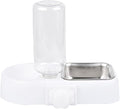 Hanging Dog Bowls, Cage Automatic Cat Food and Water Bowl Set with Water Dispenser and Stainless Steel Bowl, Detachable Gravity Pet Feeder and Waterer Set for Cats Dogs Puppy Rabbit (White)