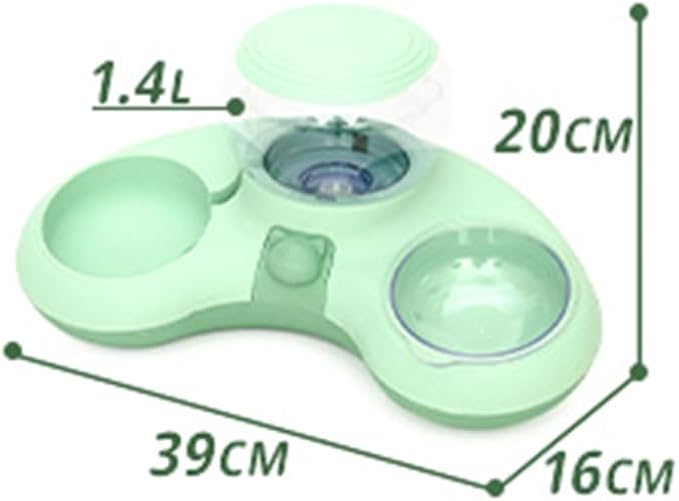 Pet Food and Water Bowl Set, Large Capacity Crescent Type Tilt Design Automatic Double Pet Bowls with Skid Resistance Bottom, Pet Feeder Automatic Gravity Water Dispenser for