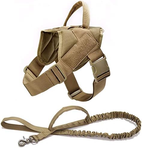 Dog Harness Walking Adjustable Nylon Pet Dog Collar Vest Rubber Band Dog Leash Leash Small Dog Large Dog German Shepherd Brown