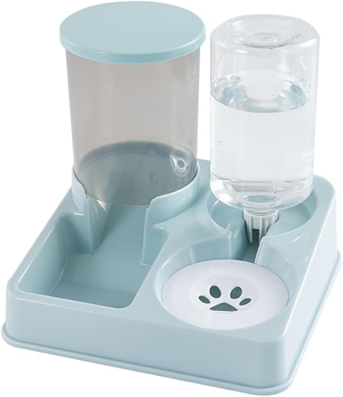 Pet Automatic Waterer Cats Feeder Food Container Bowl Automatic Water Fountain 2 in 1 Pet Large Dog Water Feeder (Green Transparent)