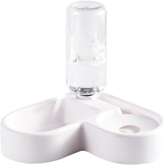 Kisangel Automatic Pet Water Feeder and Food Bowl Non-Spill Design for Cats and Dogs Convenient and Practical Drinking Tool Smooth for Easy Cleaning White