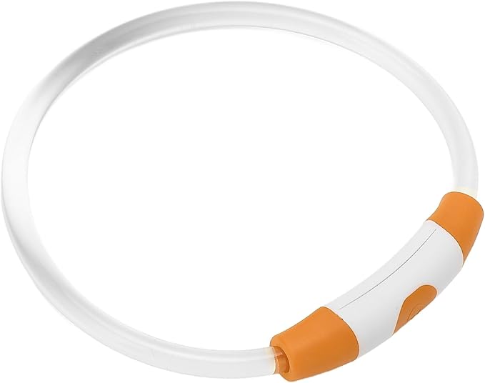 LED Dog Collar, USB Rechargeable Promote Visibility Dog Glow Collar for Outdoor Walking (Orange)