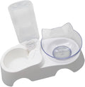 Multi-Function Pet Bowl Set Automatic Water Feeder for Cats and Dogs Dual-Bowl Design with Tilt for Comfortable Eating and Drinking Suitable for Small to Medium Pets White