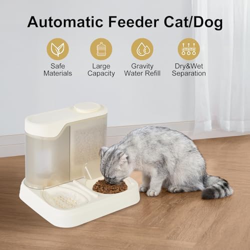 Automatic Pet Feeder & Water Dispenser Set for Dogs & Cats - Large Capacity Dog Food & Water Station, Effortless Pet Feeding & Hydration (Black)