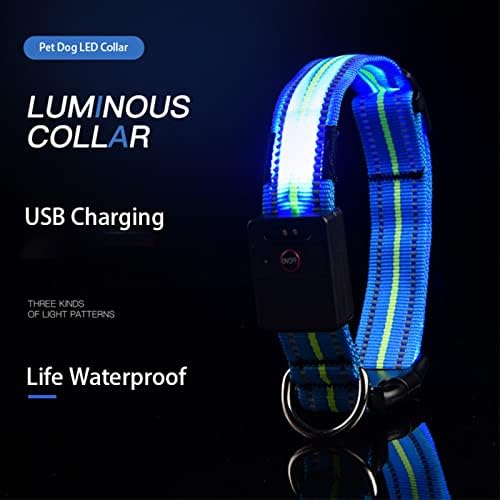 USB Rechargeable Dog Collar Light with Reflective Strips, Waterproof & Adjustable, Bright LED Light for Night Walking, Safety Glow Collar for Dogs