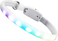USB Rechargeable LED Pet Collar Glowing Dog Collar White Lightweight Night Walking Outdoor Use