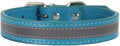 Anti lost Leather Luminous Collar Pet Collar Reflective Belt Pet Accessories 2pcs lake Blue S 1.5cm*37cm Neck 26cm 34cm