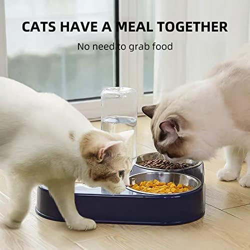Pet Cat Bowl Automatic Dog 500ML Water Bottle Food Stainless Steel Double 3 Bowls Accessories(Pink,M-29.5x24.5x24.5cm)