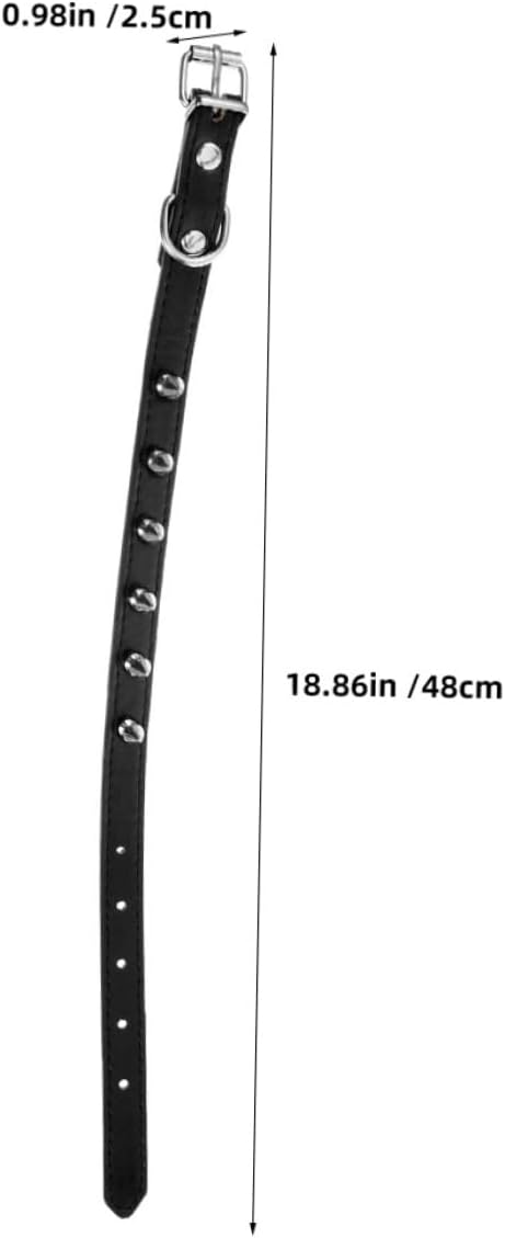 IMIKEYA Rivet Dog Collar Adjustable Studded Pet Neck Collar Sturdy Leather 2.0cm Wide Black for Medium Dogs and Cats