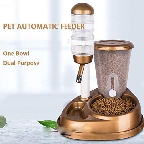 Dual-use Pet Cats Dog Automatic Feeder with Water Fountain Large Capacity Food Bowls and Water Bottle Dispenser for Dog Cats