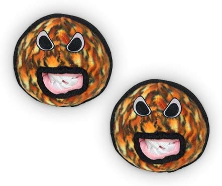 TUFFY® - World's Tuffest Soft Dog Toy - Alien - Multiple Layers. Made Durable, Strong & Tough. Interactive Play (Tug, Toss & Fetch). Machine Washable & Floats. (Ball Fire, Large 2 Pack)