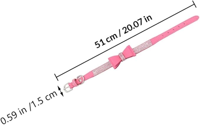 Totority Rhinestone Pet Dog Collar with Bowknot Adjustable Pink Large Collar 51x2.5cm for Cats and Dogs Suitable for Daily Wear and Training
