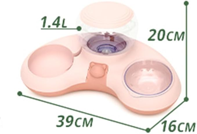 Pet Food and Water Bowl Set, Large Capacity Crescent Type Tilt Design Automatic Double Pet Bowls with Skid Resistance Bottom, Pet Feeder Automatic Gravity Water Dispenser for
