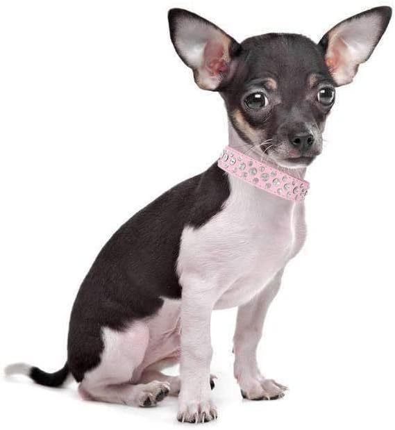 Rhinestone Dog Collar, Bling Rhinestone PU Leather Crystal Diamond Pet Dog Cat Puppy Collar Black S M L XL (L:30-36CM, Hot Pink)