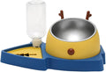 3 in 1 Pet Tableware Dog Food Bowl Automatic Waterer Tilted Elevated Stainless Steel Bowl with Slow Feeder 3 Colors Pet Automatic Feeder and Waterer