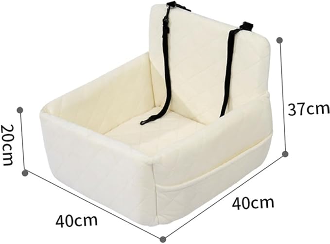 Ultra-Soft Fabric Dog Car Seat,Detachable Washable Puppy Car Bed,Portable Dog Booster Seat,Storage Pockets,Safety Belts, for Small Dogs up to 17 lbs,B