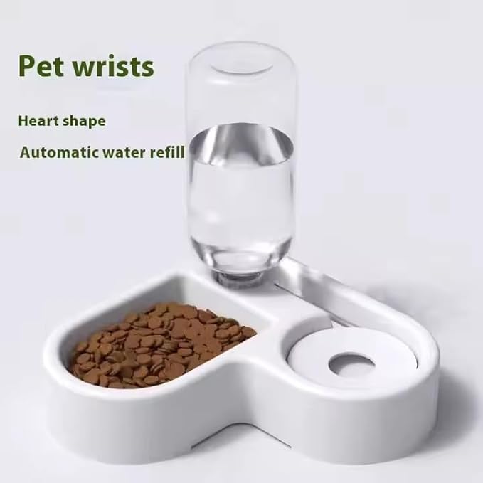 Luxury Heart-Shaped Automatic Dog Food & Water Dispenser – Two-in-One, No Spill, Slow Feed Pet Bowl for Dogs & Cats, BPA-Free, Easy to Clean
