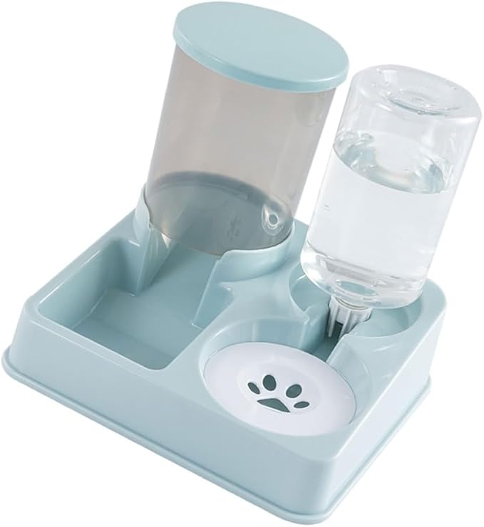 Pet Automatic Waterer Cats Feeder Food Container Bowl Automatic Water Fountain 2 in 1 Pet Large Dog Water Feeder (Green Transparent)