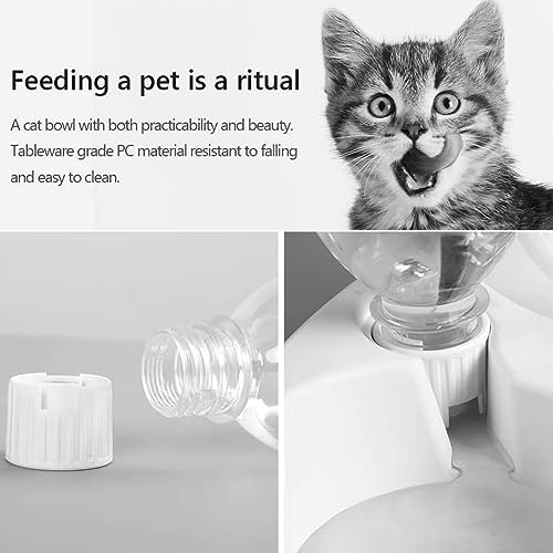 2-in-1 Automatic Pet Water Bottle & Food Bowl for Small/Medium Dogs, Cats & Rabbits - Portable White Pet Hydration & Feeding Solution