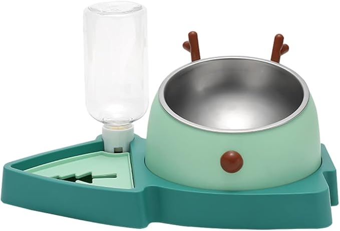 3 in 1 Pet Tableware Dog Food Bowl Automatic Waterer Tilted Elevated Stainless Steel Bowl with Slow Feeder 3 Colors Pet Automatic Feeder and Waterer