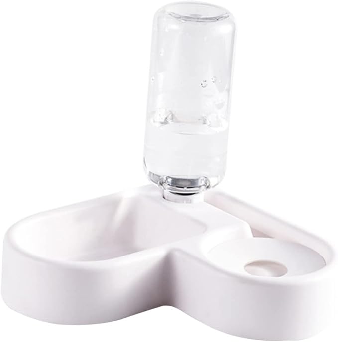 Automatic Dog Water Feeder and Pet Food Dispenser Stylish White Design Non-tip Bowl for Cats and Dogs for Home Decor and Convenient Feeding