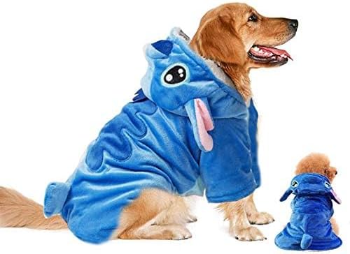 Dog Hoodie, Blue, 2XL (70+ LB), Velvet, Cartoon Costume for Small Medium Large Dogs and Cats, Halloween Christmas Winter