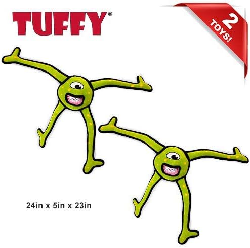 TUFFY® - World's Tuffest Soft Dog Toy - Alien - Multiple Layers. Made Durable, Strong & Tough. Interactive Play (Tug, Toss & Fetch). Machine Washable & Floats. (Green Legs, Large 2 Pack)