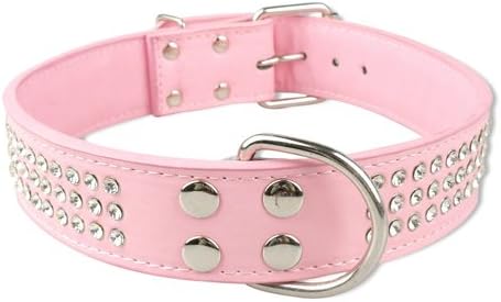 Dog Collar Leather Large Dog Collars Sparkly Crystal Diamonds Studded Pet Collar for Medium Large Dogs Red Pink Black3 s