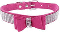 Cute Dog Collar with Bling Rhinestone, Fancy Crystal Diamond Glitter Pretty Jewel Soft Cat Collars for Small Medium Large Breed Dogs Girl Female Pet Puppy Kitten Terrier (M, Hot Pink1)