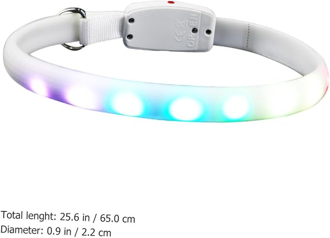 Veemoon LED Dog Collar USB Rechargeable Glowing Luminous Pet Collar White Night Safety for Dogs