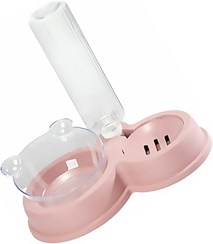 Mipcase Automatic Pet Drinking and Feeding Bowl Capacity Dual Design for Cats and Dogs Easy to Clean Non-Slip Base Eco-Friendly Material Pink Color