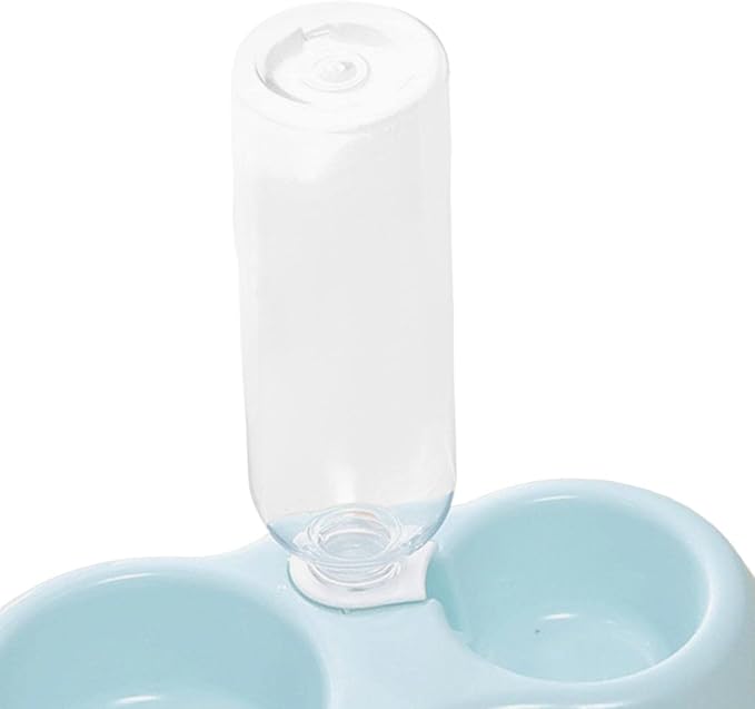 Double Cats Dogs Bowls Automatic Waterer Bottle Puppy Drinker Dish Pet Feeding Station Pets Water and Food Bowl Set for Small Animals Bunny, Blue