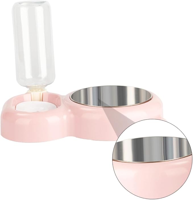 Milisten Dual-use Pet Bowl with Water Dispenser Bear-Shaped Smooth Cat and Dog Feeding Bowl Convenient Feeding for Pets for Food and Water Pink