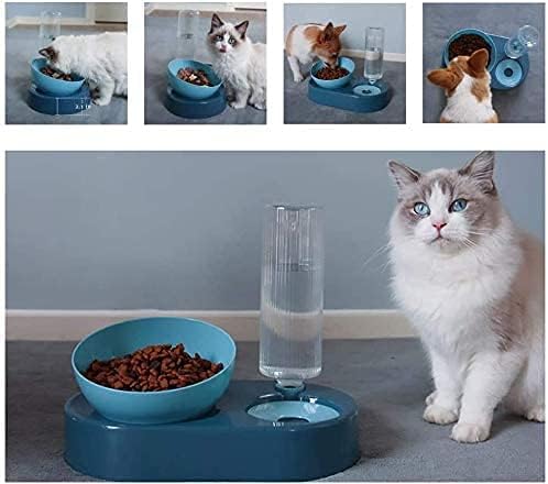 Double Dog Cat Polypropylene Bowls Water & Food Bowl Set Detachable Cat Shape Bowl Automatic Water Dispenser Bottle Pet Feeder for Dogs, Cats,Puppy, Kitten, Rabbit