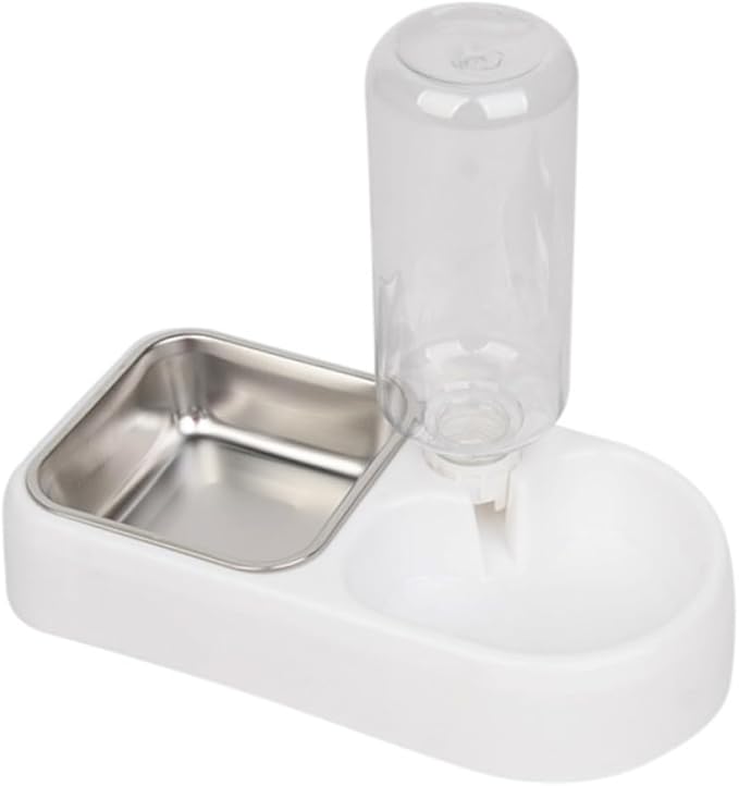 SUPVOX Double Pet Water Feeder Automatic Drinking Tool for Dogs Cats Unique Design Convenient Practical Pet Supplies White Color Smooth
