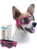 PETLESO Dog Goggles Small Breed, UV Protection Dog Sunglasses Windproof Anti-Fog Doggy Glasses for Small to Medium Breed Outdoor Riding Driving Motorcycle, Medium Pink