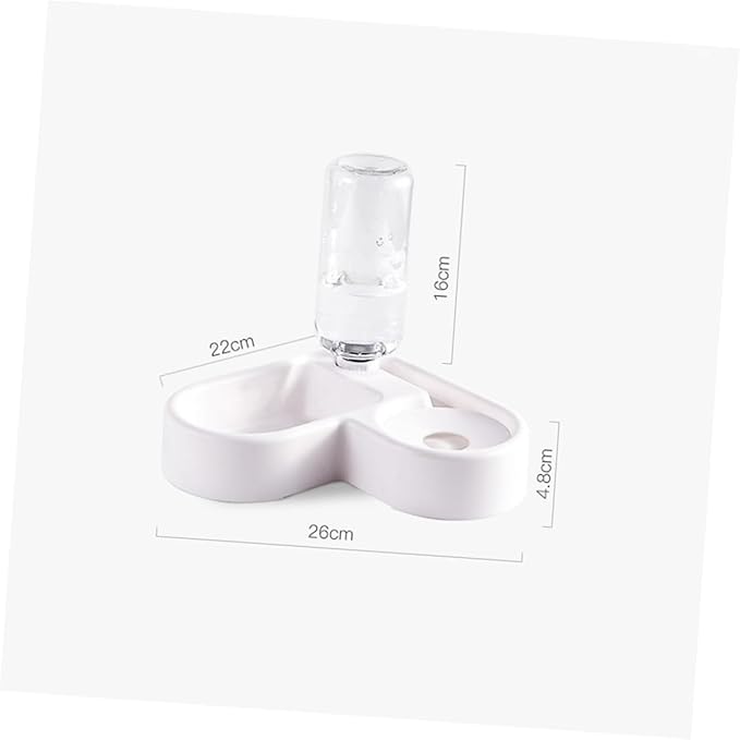 Cat Dog Bowl 2-in-1 Pet Feeder Water Dispenser Heart Shape Non-Slip Ideal for Cats Dogs