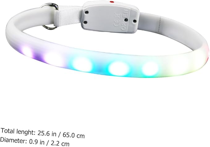 USB Charging LED Dog Collar Luminous Pet Collar Glowing Night Walking Safety Light Adjustable White